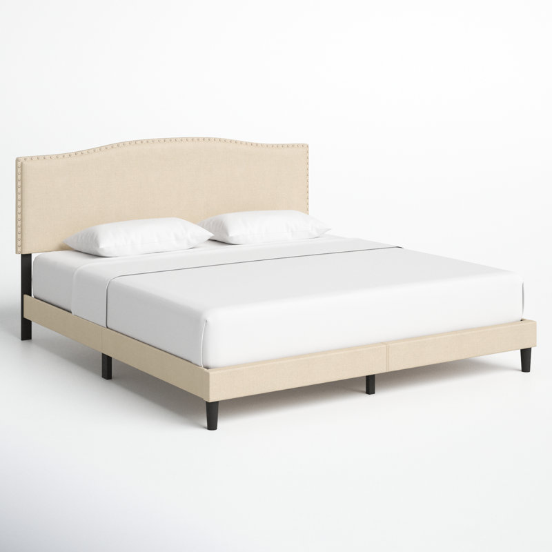 Lit plateforme tapissier Arne, Très grand, Beige