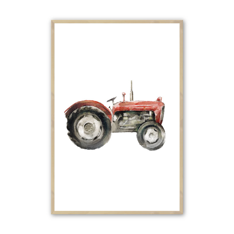 «Boalt Red Tractor», art encadré, H 14 po x l 11 po x P 1,25 po, Érable brut