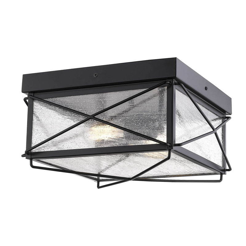 Beene Glass Flush Mount, Powder Coat Black