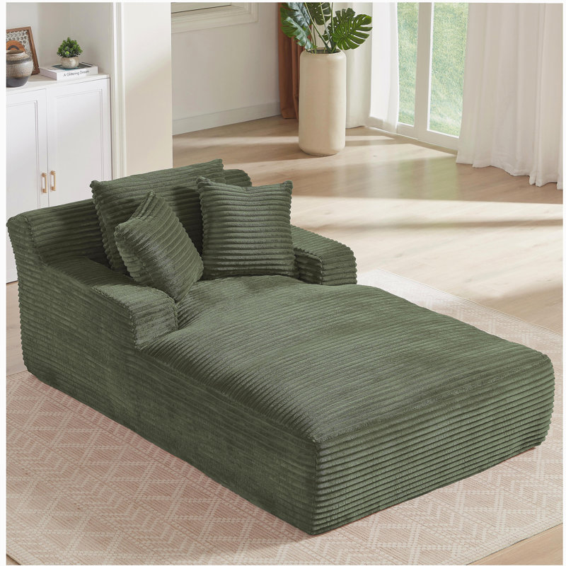 Très grande chaise longue d'intérieur, canapé rembourré en velours côtelé moderne, aucun assemblage requis, canapé-lit confortable pour le salon, le bureau