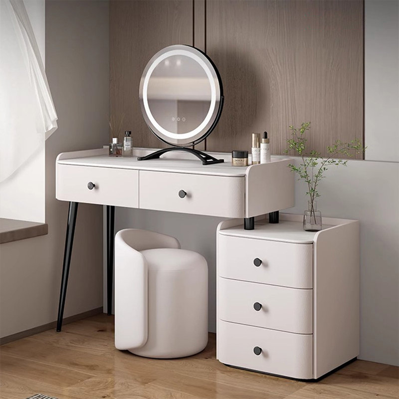Coiffeuse avec miroir lumineux, 5 tiroirs, 1 chaise, L 43,31 po x P 15,75 po x H 31,5 po