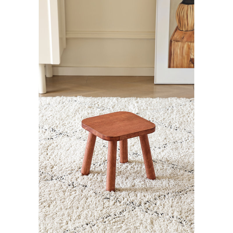 Solid Wood Accent Stool, Red