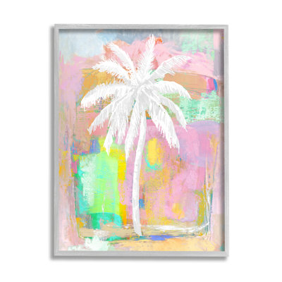 " Pastel Palm Tree Tropical Layered Brush Strokes " by Kristen Dew