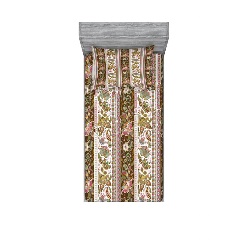 Microfiber Floral Sheet Set, Twin XL Sheet Set with Fitted Sheet