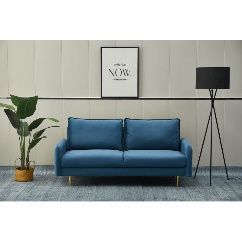 Emteas 57.3'' Velvet Loveseat, Prussian Blue Velvet, 34" H x 57.3" W x 32" D