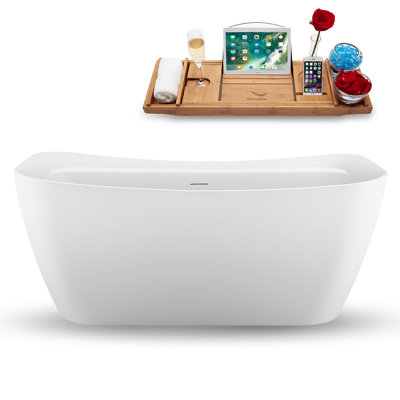 1498.6mm x 787.4mm Freestanding Soaking Acrylic Bathtub