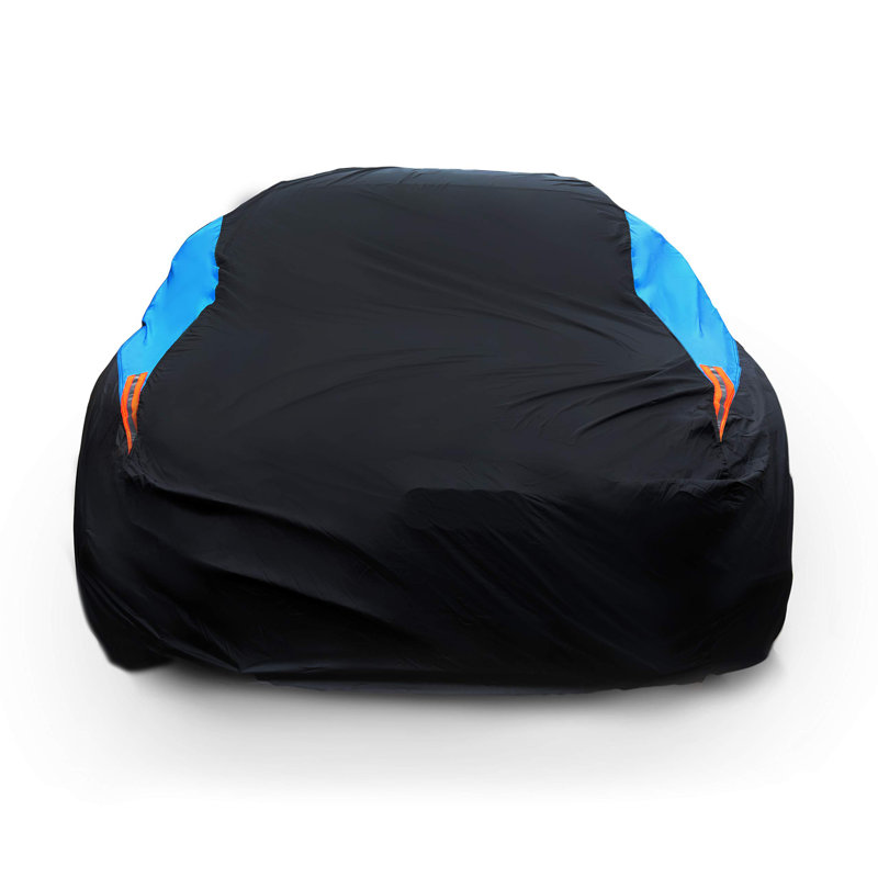Black and Blue Polyester Waterproof Outdoor Car Cover for Sedan