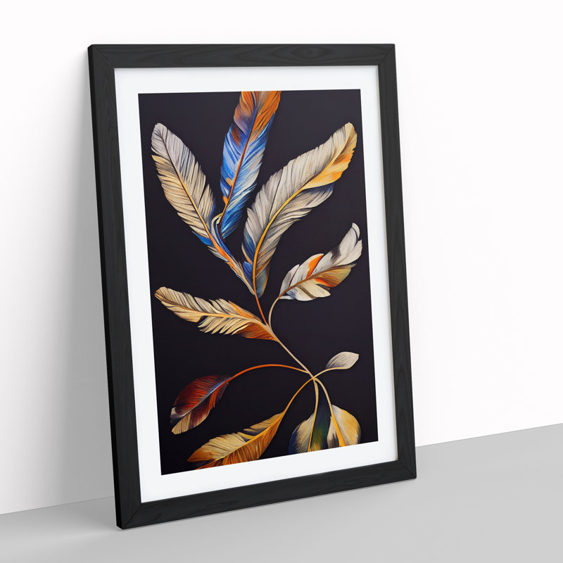 Riveting Feathers - Single Picture Frame Print, Black Framed, 64cm H x 46cm W x 2cm D