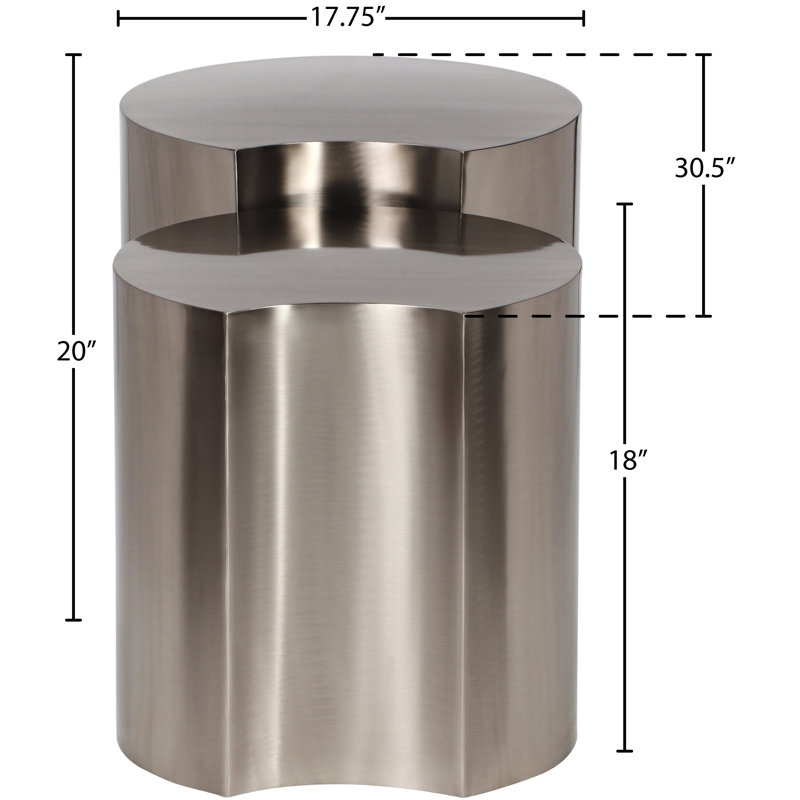Table de bout Ismah, H 20 po x l 30,5 po x P 17,75 po, Argent