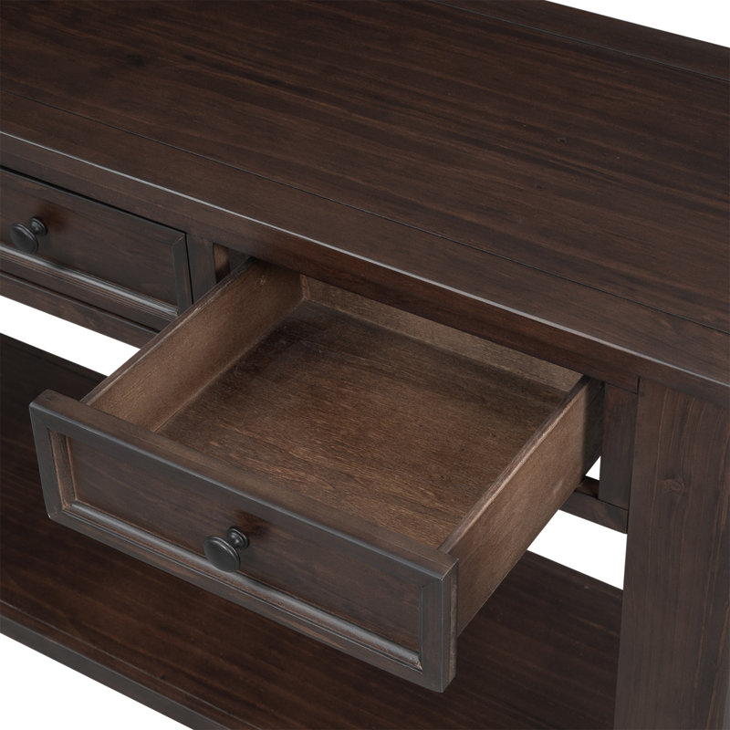Console / canapé avec tiroirs de rangement et tablette inférieure pour le vestibule, Espresso