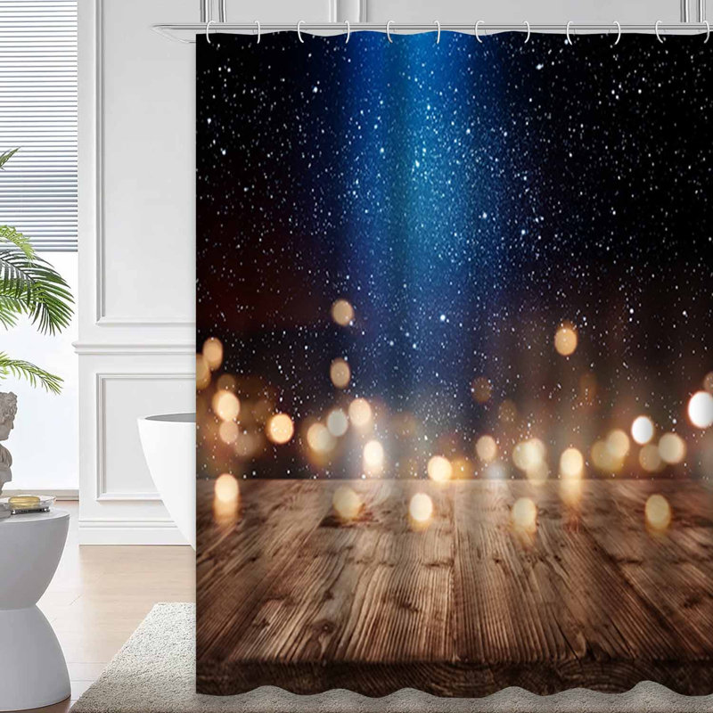 Rideau de douche bleu imperméable, rideaux de douche pour la salle de bain avec 12 crochets, L 72 po x l 72 po