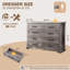 Commode 8 tiroirs Farmhouse pour chambre à coucher, commode rustique en bois de 52 po de largeur avec poignée en métal, texture naturelle-857476089