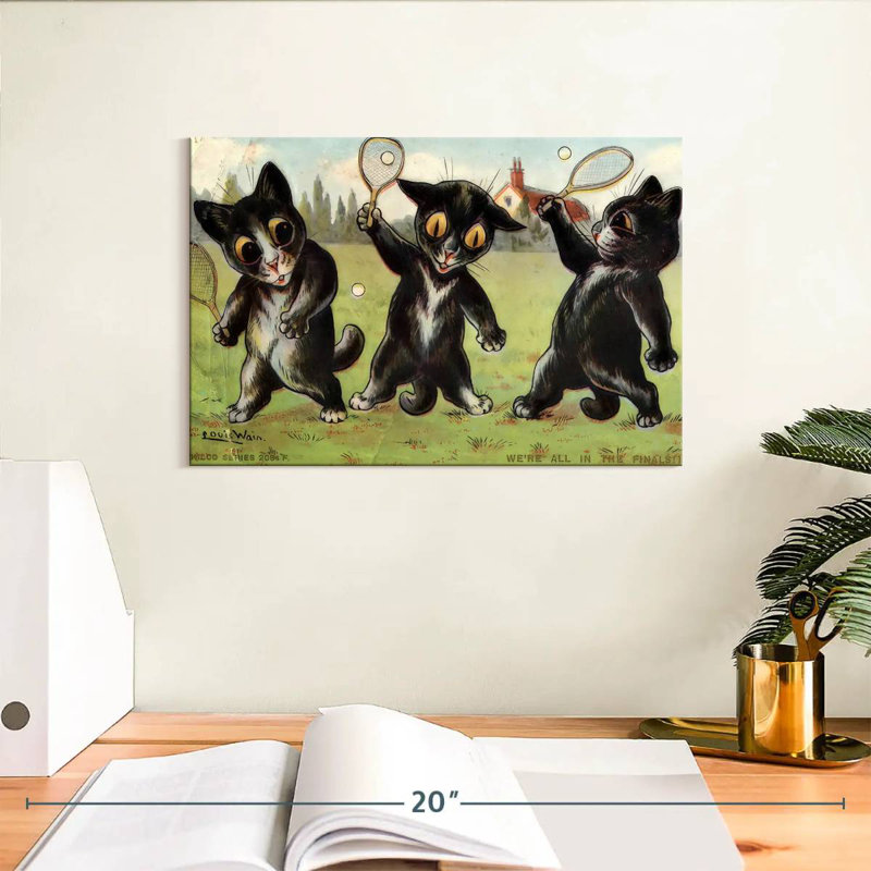 Cats Playing Tennis, 8" H x 12" W