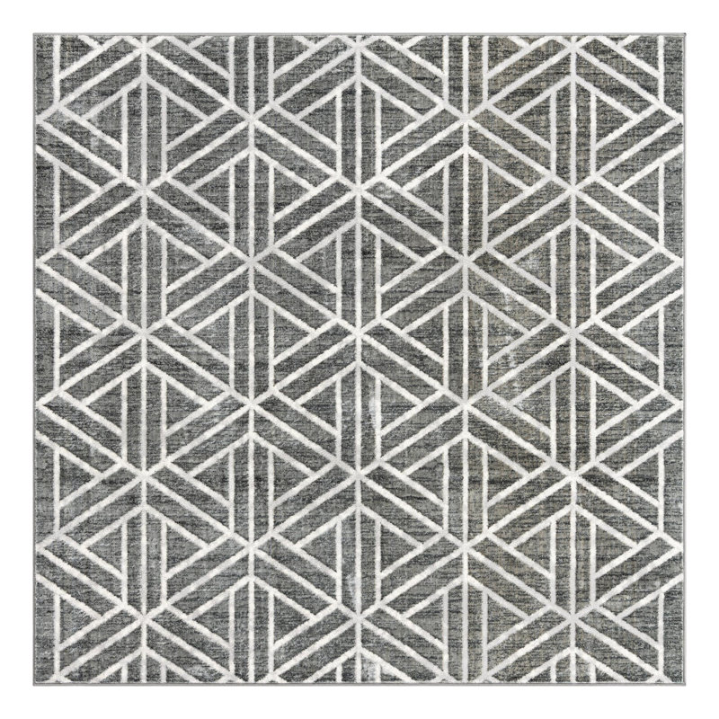 Tapis gris foncé / gris Quercioli, Carré 7 pi