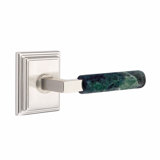 Emtek Select Privacy Leverset, Wilshire Rosette, L-Square Stem, Green Marble Handle, CF