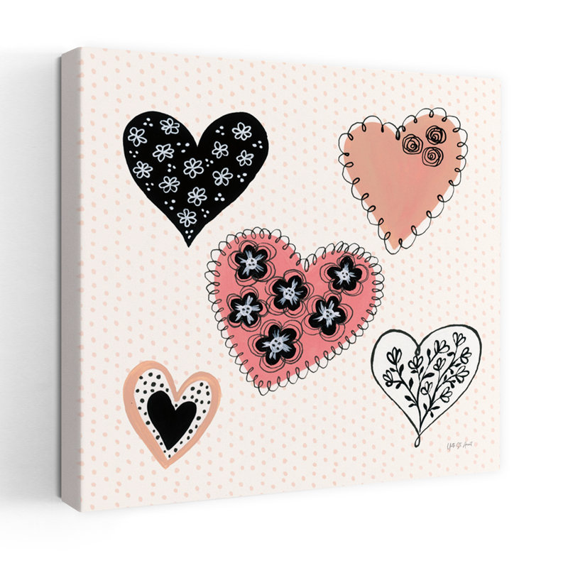 Art floral contemporain avec cœurs floraux, H 18 po x l 18 po