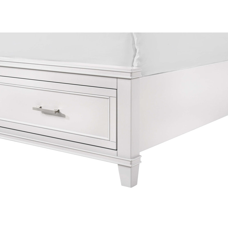 Grand lit avec rangement X, Blanc