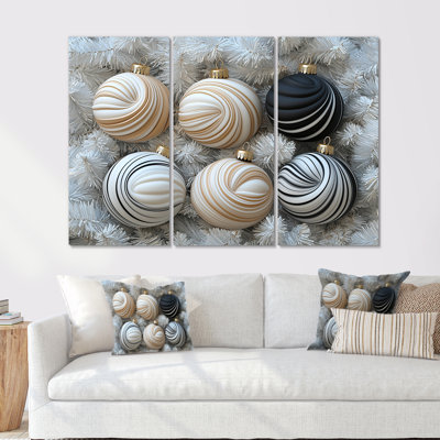 Tourbillon de menthe poivrée doré et noir - ensemble de décorations murales de Noël
