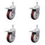 5 Inch SS Orange Polyurethane 10mm Threaded Stem Caster Set Total Lock Brake-101283376
