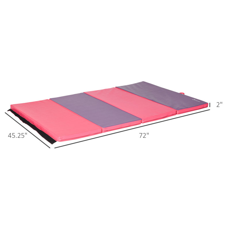 Tapis d'exercice de gymnastique pliable, H 0,2 po x L 6 po x l 4 po, Rose foncé / rose