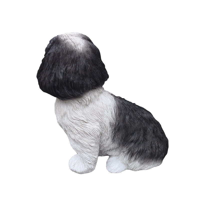  Shih Tzu Harmony: Elegant Polyresin Figurine, Black/White