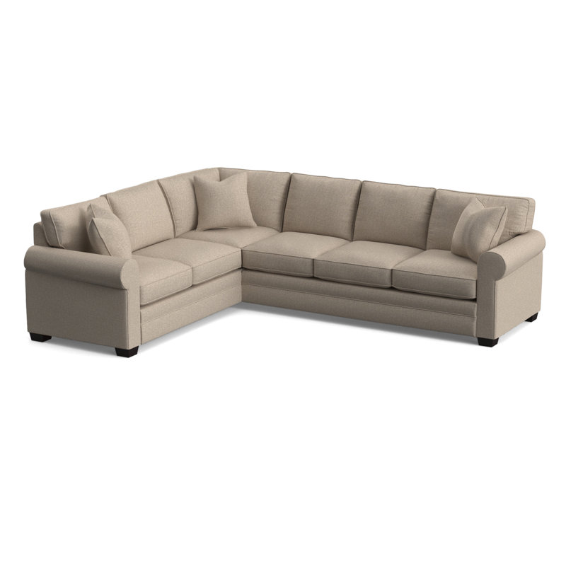 Bedford Upholstered L-Sectional, Java Finish, Left Hand Facing, Blue Chenille/Velvet Solid; 0809-63