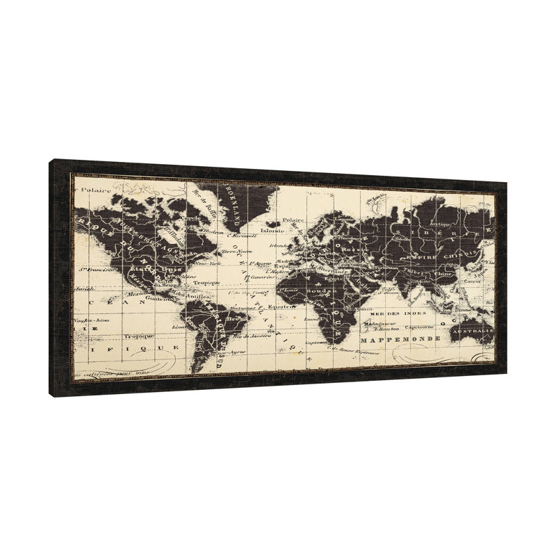 «Old World Map Parchment» par Pela Studio, reproduction sur toile tendue, H 12 po x l 24 po x P 1,5 po