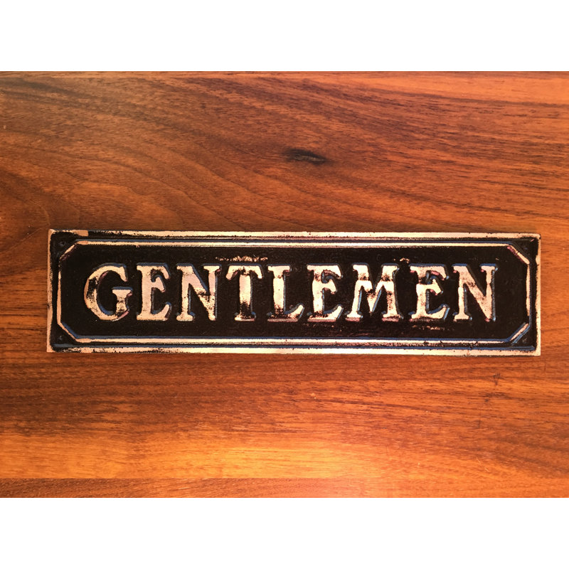 Enseigne de porte gentlemen’s, Laiton antique noir