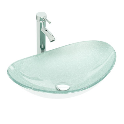 Glass Bathroom Sink with Faucet