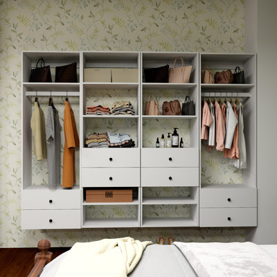 White Wood Closet Organzier System,Modular Closet System For Walk In Clsoet