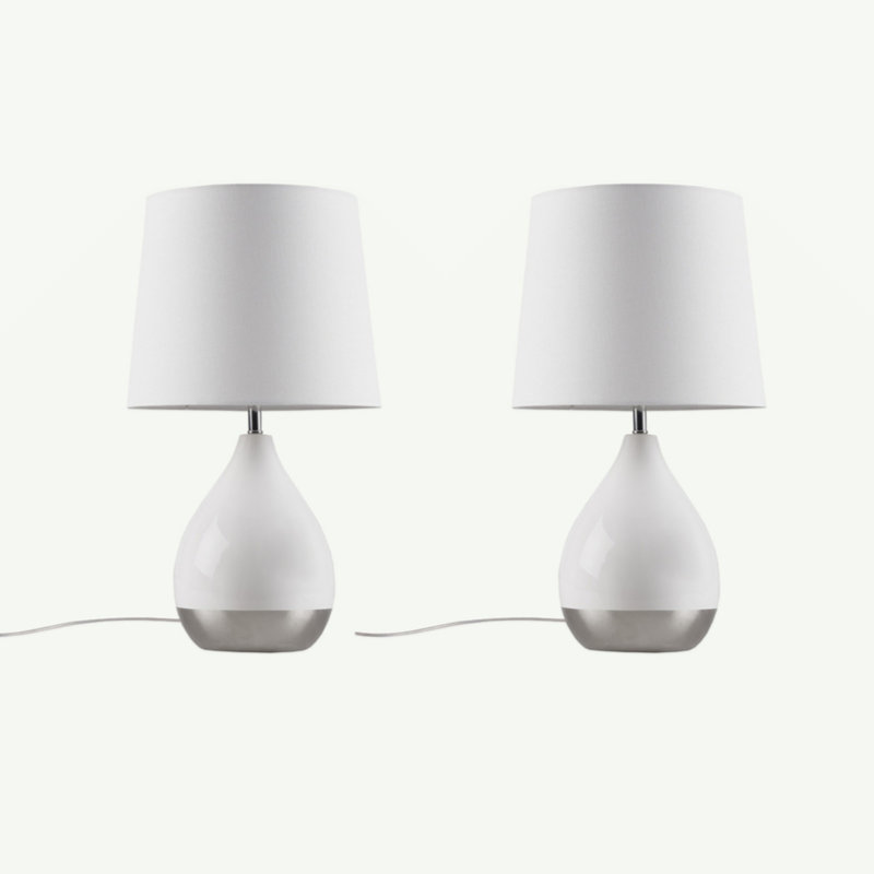 2-Tone Table Lamp Set Of 2, White, Sage Green/Gold