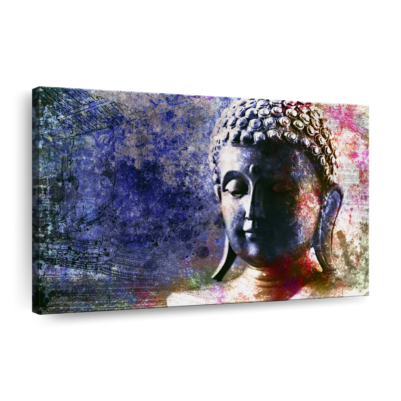 Bouddha en contemplation sur toile, H 8 po x l 12 po x P 1 po