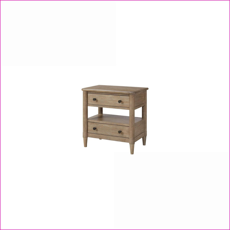 Table de chevet avec 2 tiroirs couleur sable - Rangement pour chambre à coucher
