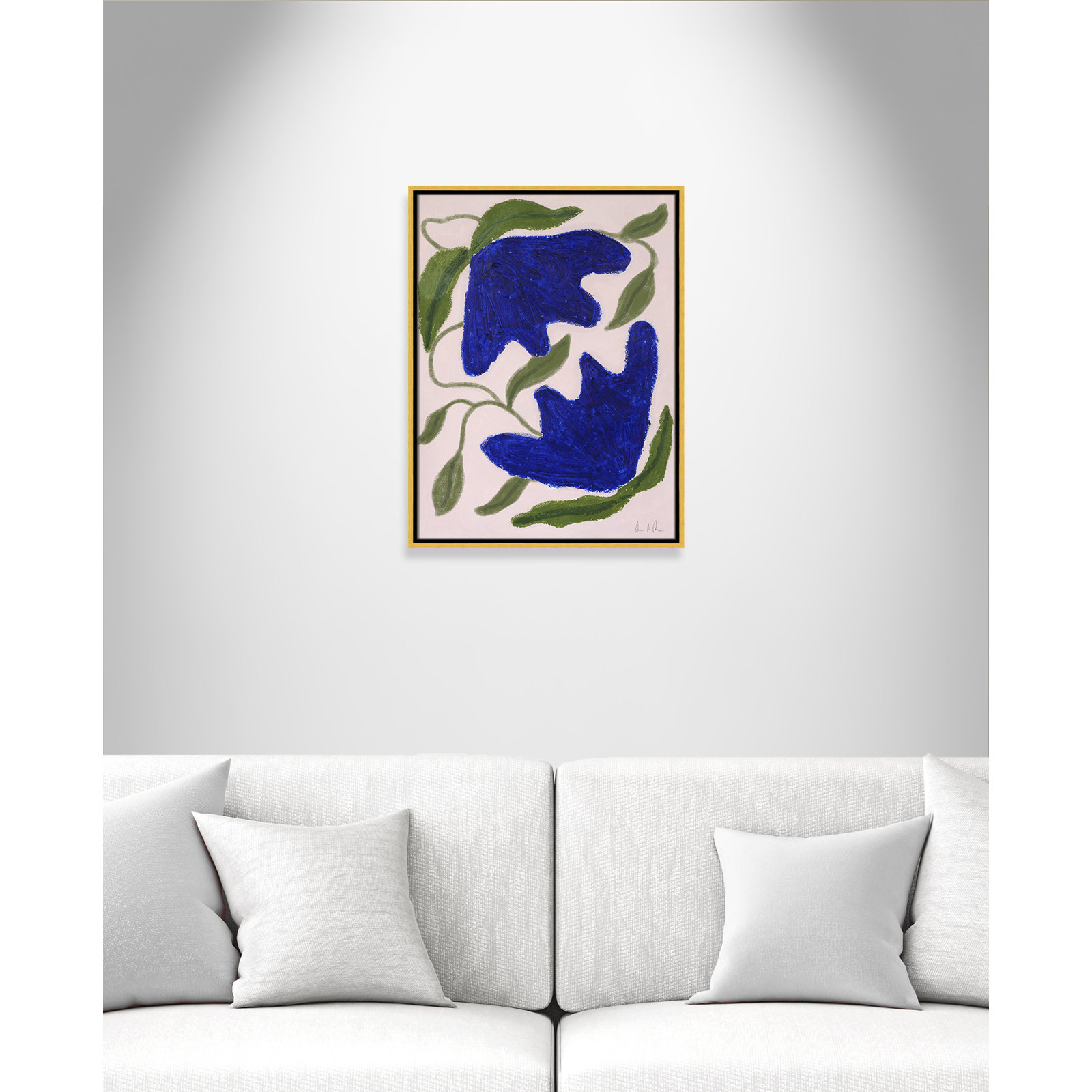 Blue Anemones No. 02 Print by Camilla Bergqvist, 25.5" H x 19.5" W, Gold