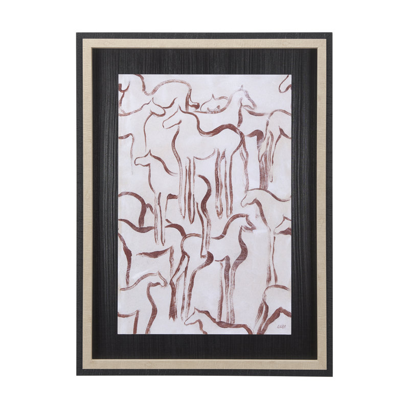 Horse Herd III a Hand Embelished Textured Framed Art Print, Horse Herd III