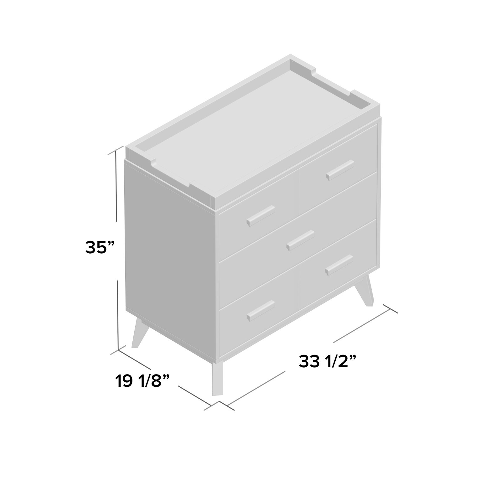 Scoot 3-Drawer Changing Table, White/Walnut