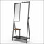 Portemanteau avec miroir, portemanteau multifonctionnel avec rangement pour chaussures, cadre en aluminium pour la vie moderne, brun rustique et noir