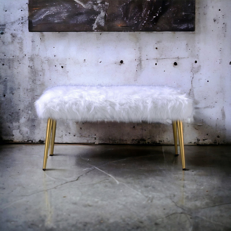 Banc en fausse fourrure et finition dorée