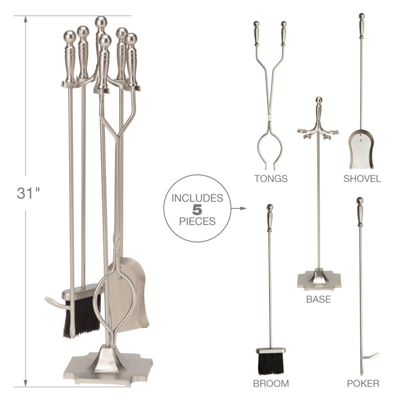 Eakins Pewter Fireplace Tool Set