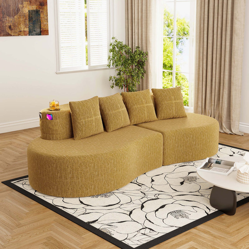 Canapé modulaire courbé demi-lune Minimalist, Mustard yellow