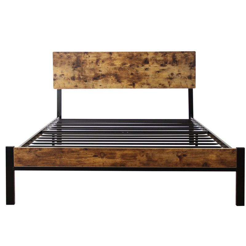 Lit simple en métal avec structure de style moderne, silencieux, sans sommier noir, chambre à coucher facile à assembler, sommier, supporte 300 lb