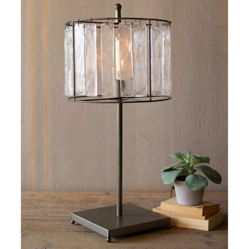 Modern Glass Chimes and Raw Metal Table Lamp