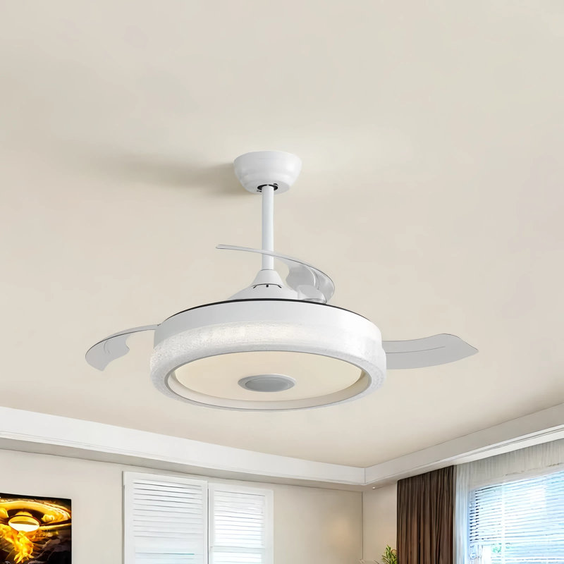 Party-Ready & Peaceful: ventilateur de plafond intelligent invisible de 42 po avec haut-parleur Bluetooth et éclairage d'ambiance