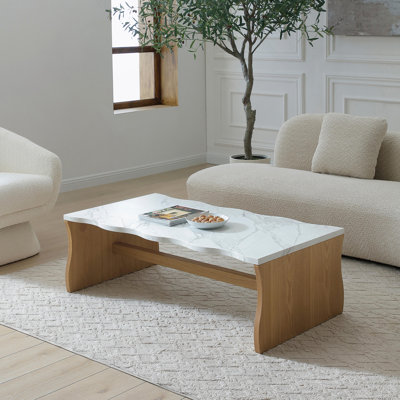 Table basse moderne avec plateau en faux marbre, table d'appoint, table de cocktail pour le bureau du salon