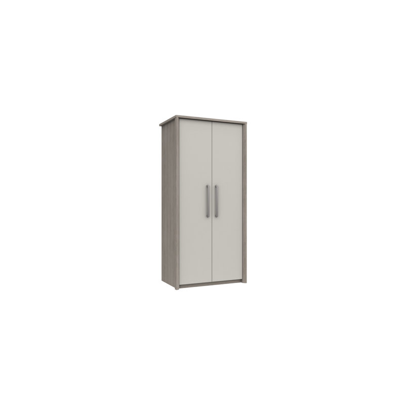 Colville 2 Door Manufactured Wood Wardrobe, Grey Oak/White Grey Gloss