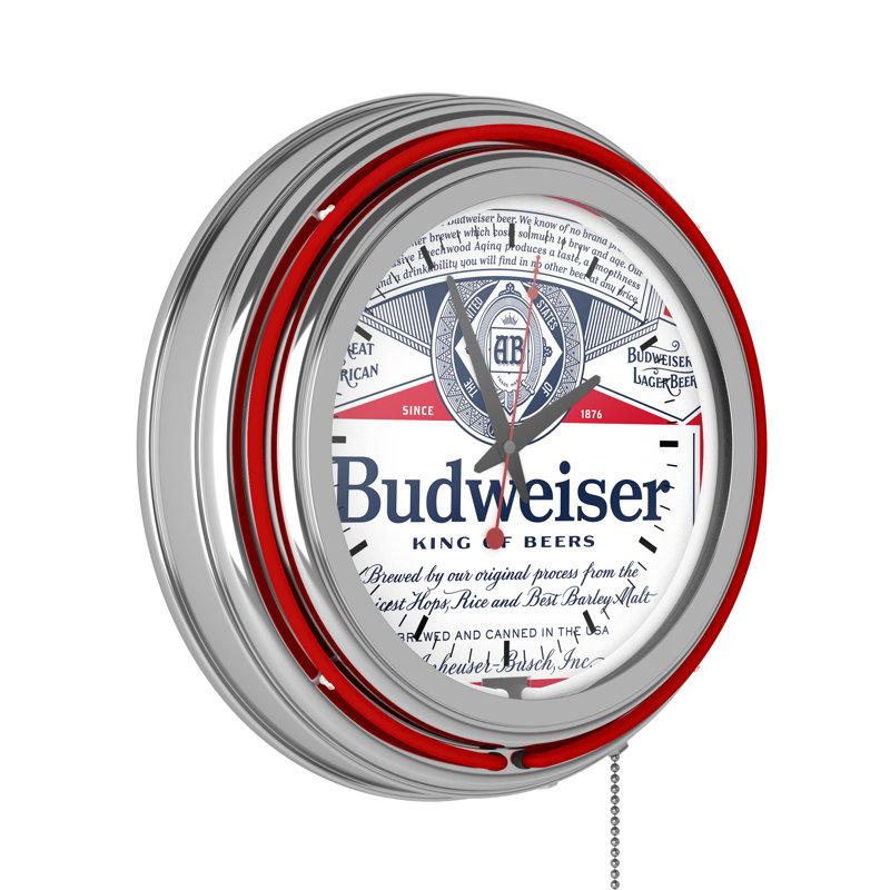 Budweiser Label Design Retro Neon Wall Clock