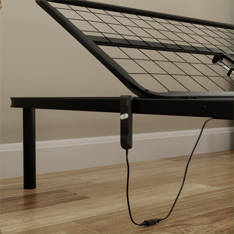 Cozy Small Bedroom Or Guest Nook Twin Adjustable Platform Bed Base Solid Steel Matte Black Head Up Only