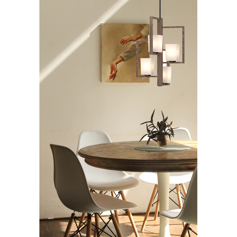 Lustre d'intérieur 4 lumières avec abat-jour conique en verre givré Paxton