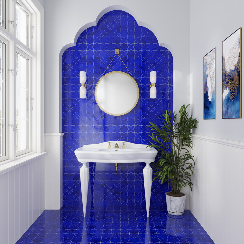 Siena 5.35'' W x 5.35'' L Ceramic Singular Tile, Cobalt Blue