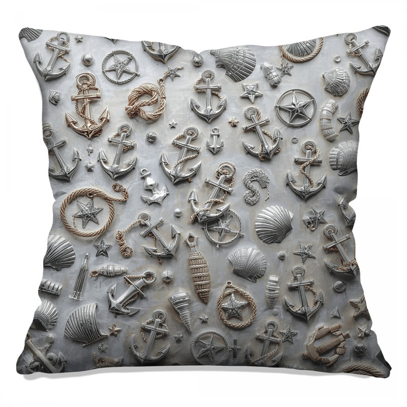 Coussins Nautical Anchors Shells, 16 x 16 pouces